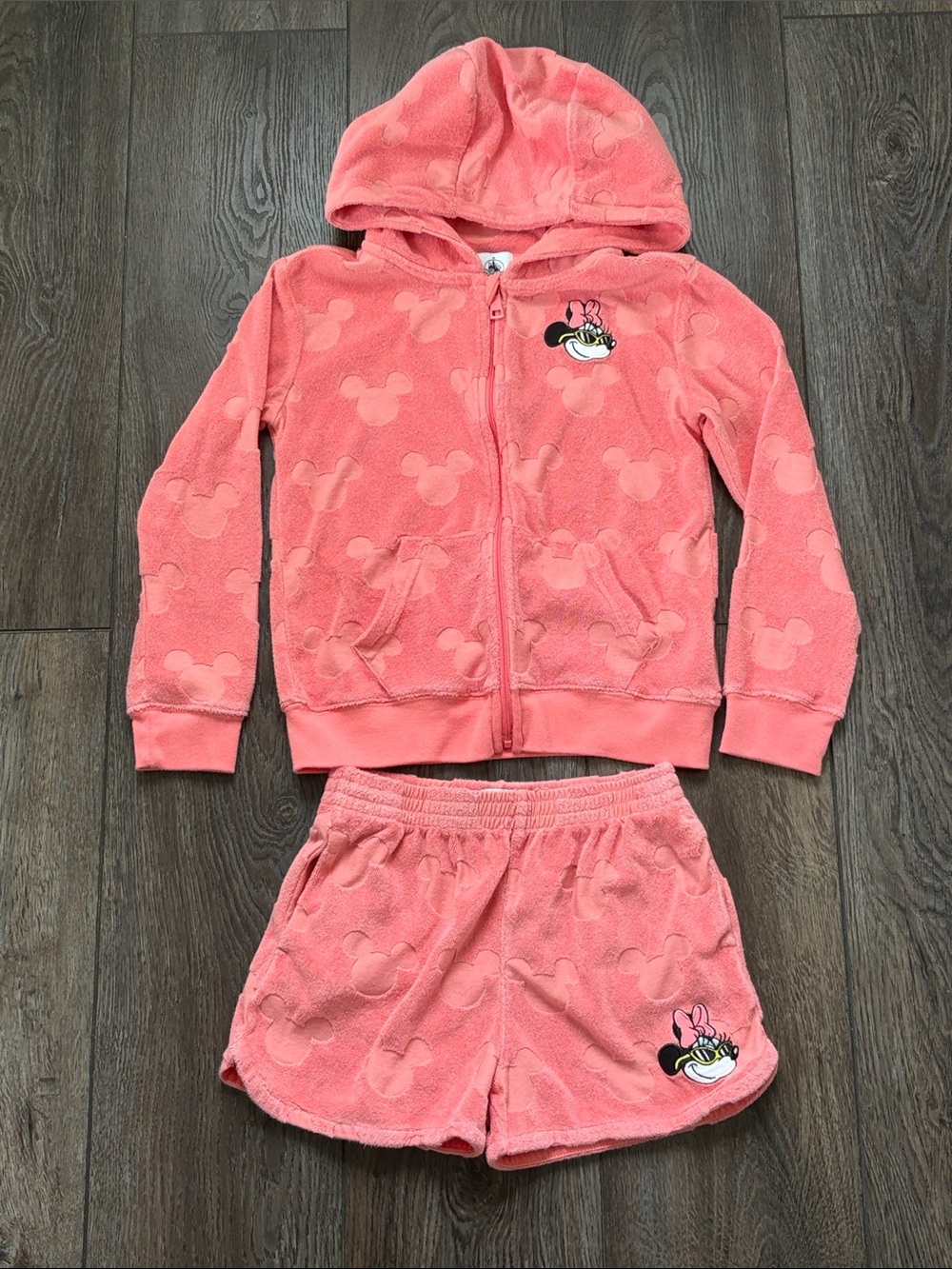 Disney Girls Minnie Mouse Hooded Jacket & Shorts Matching Set size 5/6